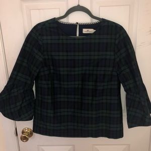 Plaid Vineyard Vines top with bell sleeves